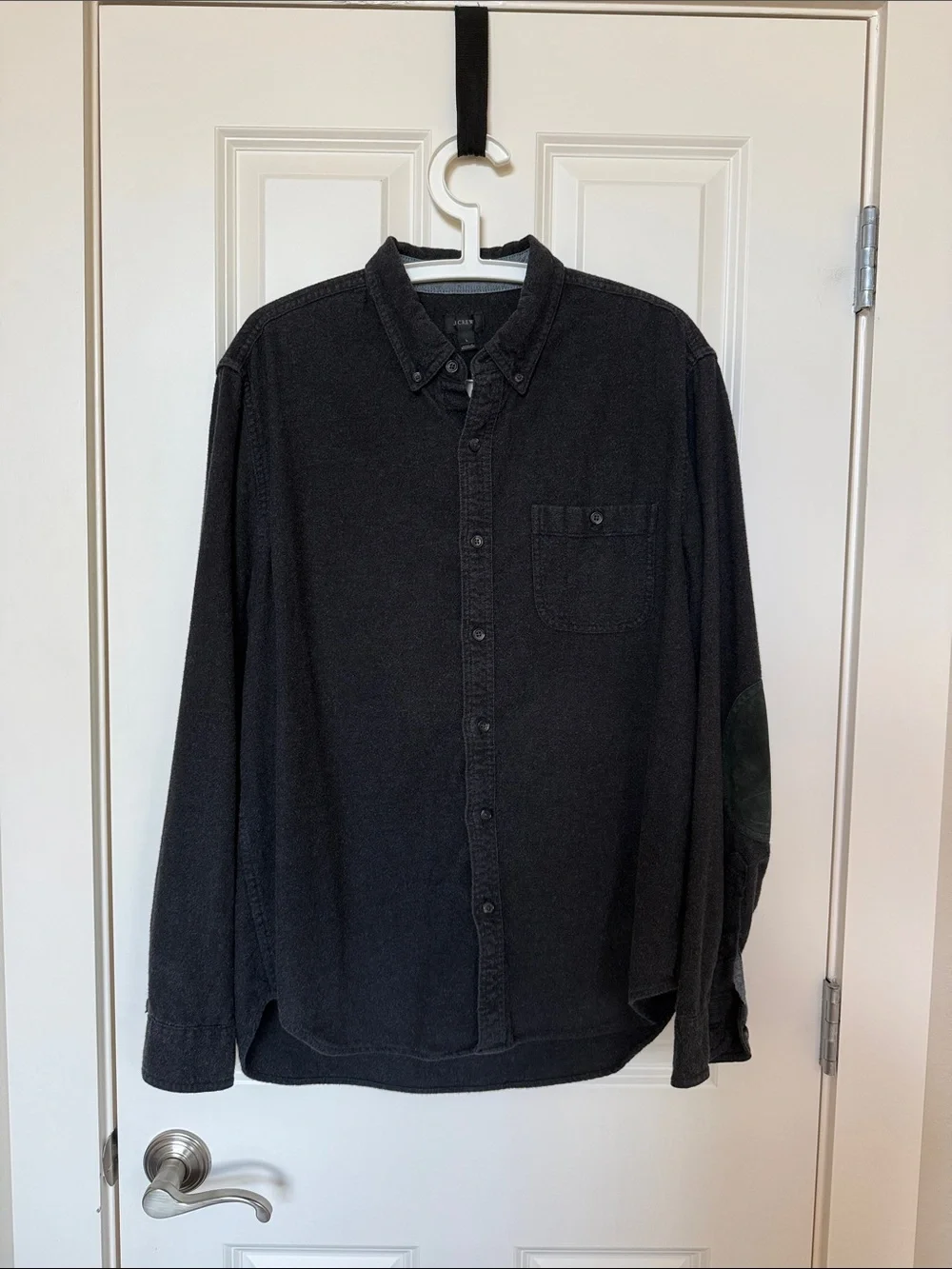 J. Crew Black Long-Sleeve Button-Down Shirt with Elbow Patches